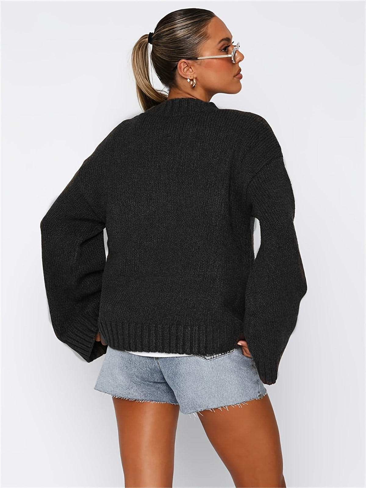 Damen-Strickpullover, langärmelig, weiche Baumwolle-6