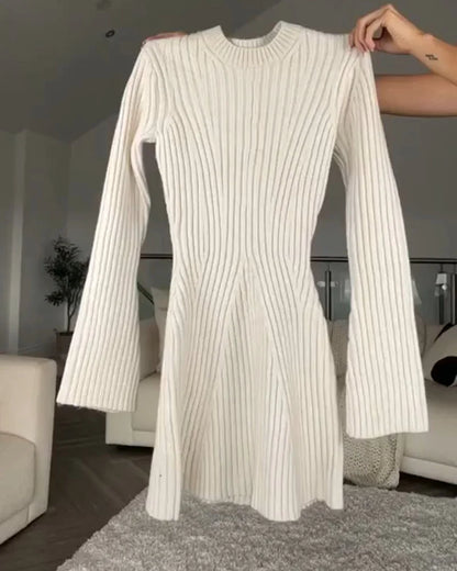 Damen-Rollkragen-Kleid, klassische Acrylmischung-2