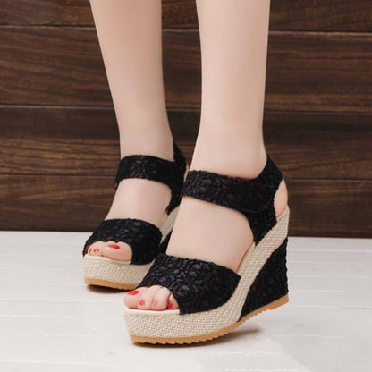 Damen Wedge-Sandalen Offene Zehenpartie Velcro PU Gummi-4
