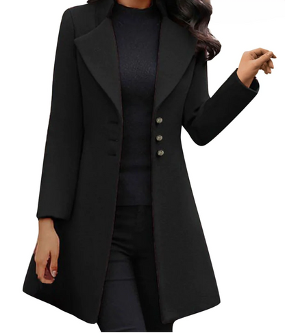 Eleganter Wollmantel für Damen, langärmelig, 100 % Wolle, perfekt für Alltag und Fest, normale Passform, erhältlich in S-XL 1