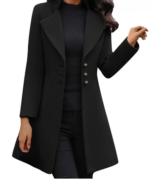 Eleganter Wollmantel für Damen, langärmelig, 100 % Wolle, perfekt für Alltag und Fest, normale Passform, erhältlich in S-XL 1