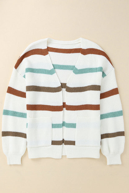 Damen-Strickweste, lässige Schulter, gestreiftes Design, weiches Material-6
