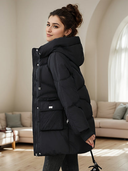 Winterjacke Damen Medium-Lang Gesteppt Polyester-2