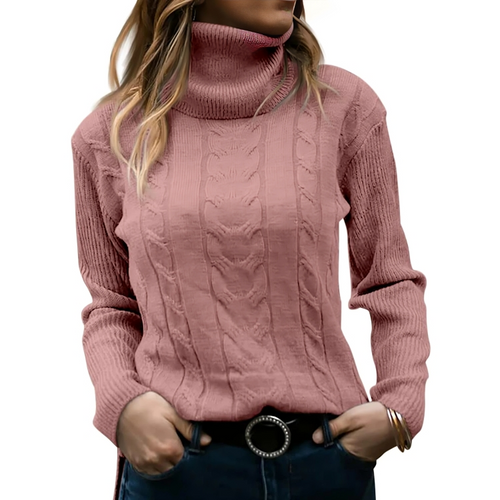 Damen-Strickpullover, mit Stehkragen, Acryl, für Winter-1