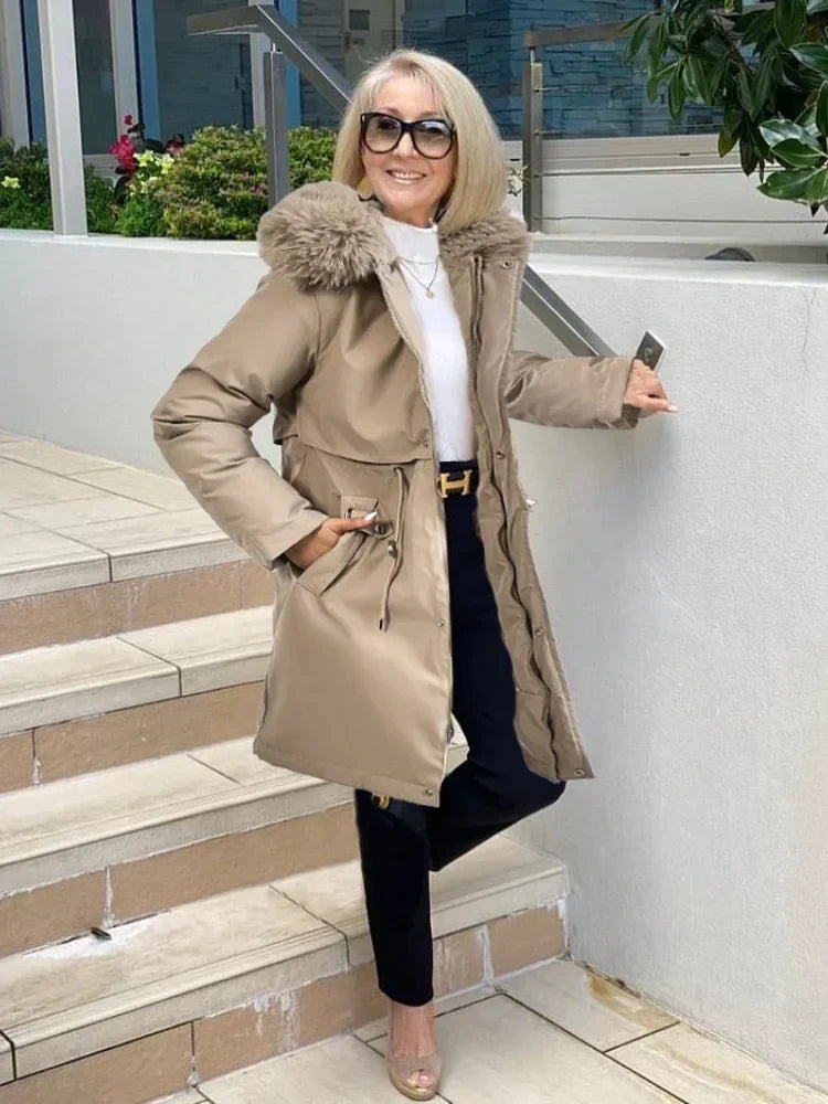 Damen-Lange Winterjacke, Oversized, Hochwertiges Material-3