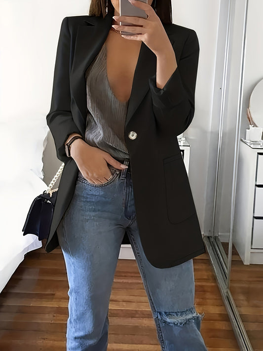 Damen Blazer Lang Stilvolles Design Hochwertiger Stoff-1