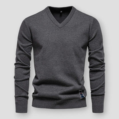 Herrenpullover, V-Ausschnitt, weicher Wollmix, moderne Passform-6