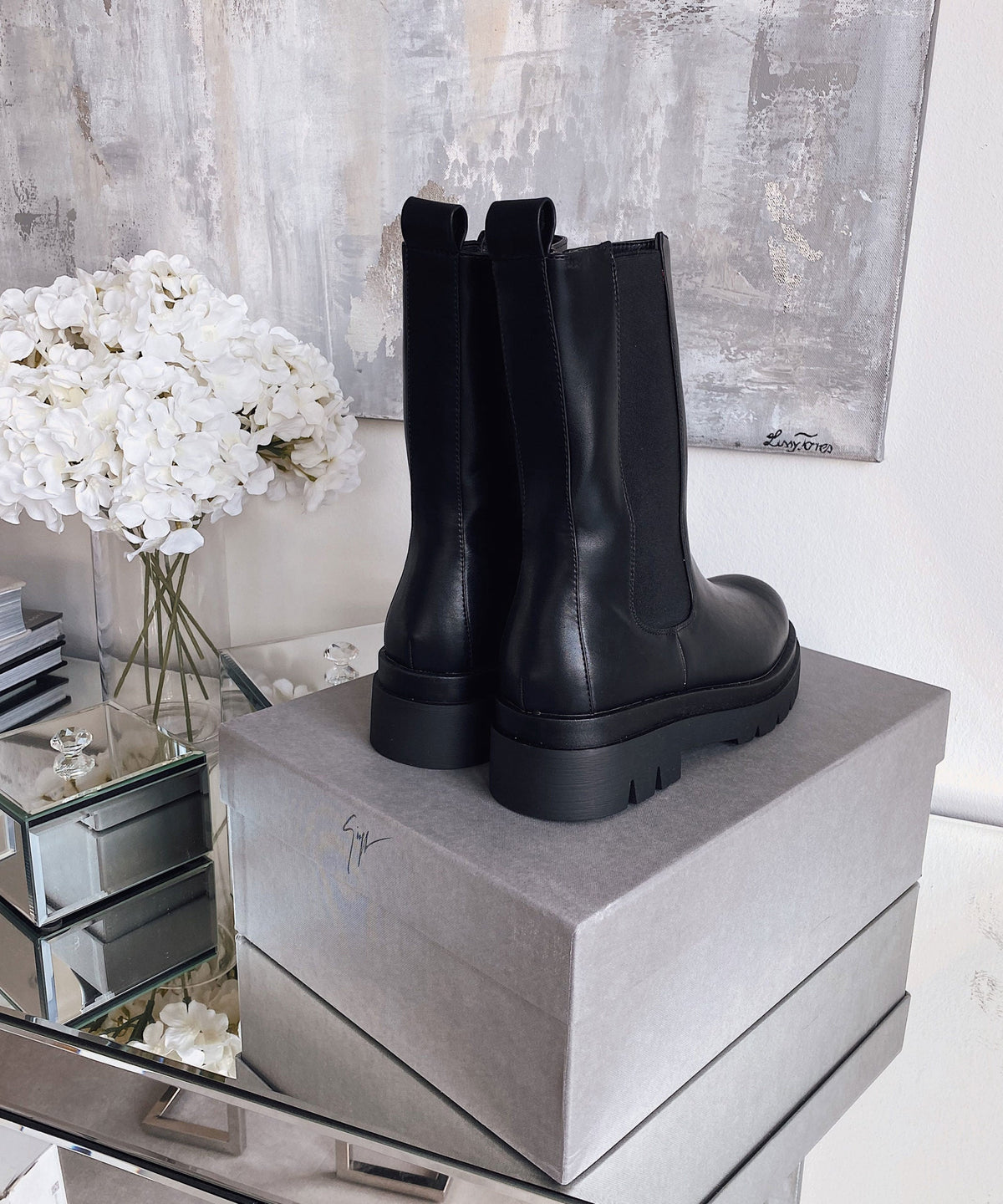 Damen-Stiefel, lang, synthetisches Material, elegantes Design, Komfort-3