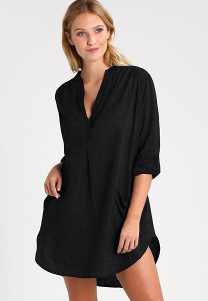 Damenbluse mit Kragen und Seitentaschen – Leichtes Polyester, lockere Passform für warmes Wetter 8