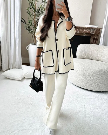 Damen-Set, zweiteilig, handgefertigte Details, Polyester, Elasthan-1