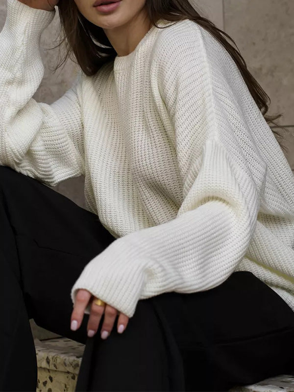 Damen-Strickpullover, oversized weiches Acryl-4