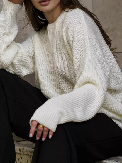 Damen-Strickpullover, oversized weiches Acryl-4