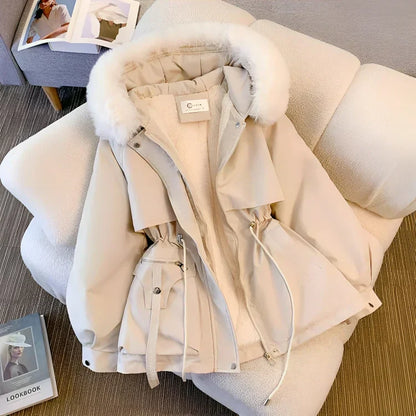 Damen Winterparka Kunstfell Hochwertiges Material-1