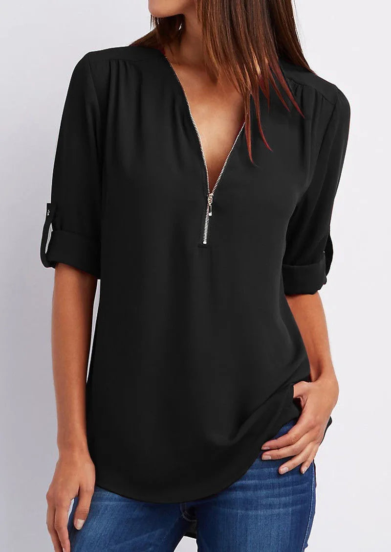 Variant image for Bluse Damen Oversize Lockere Baumwolle-17
