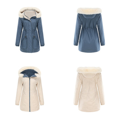Damen Wendbarer Parka Polyester Chic Mittellang 65 cm-4