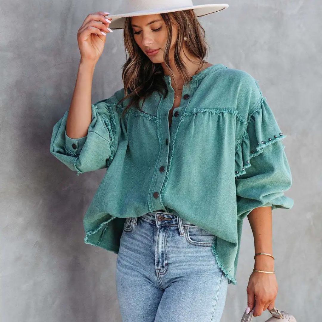 Variant image for Damenjacke Denim mit Ballonärmeln und Nieten-2