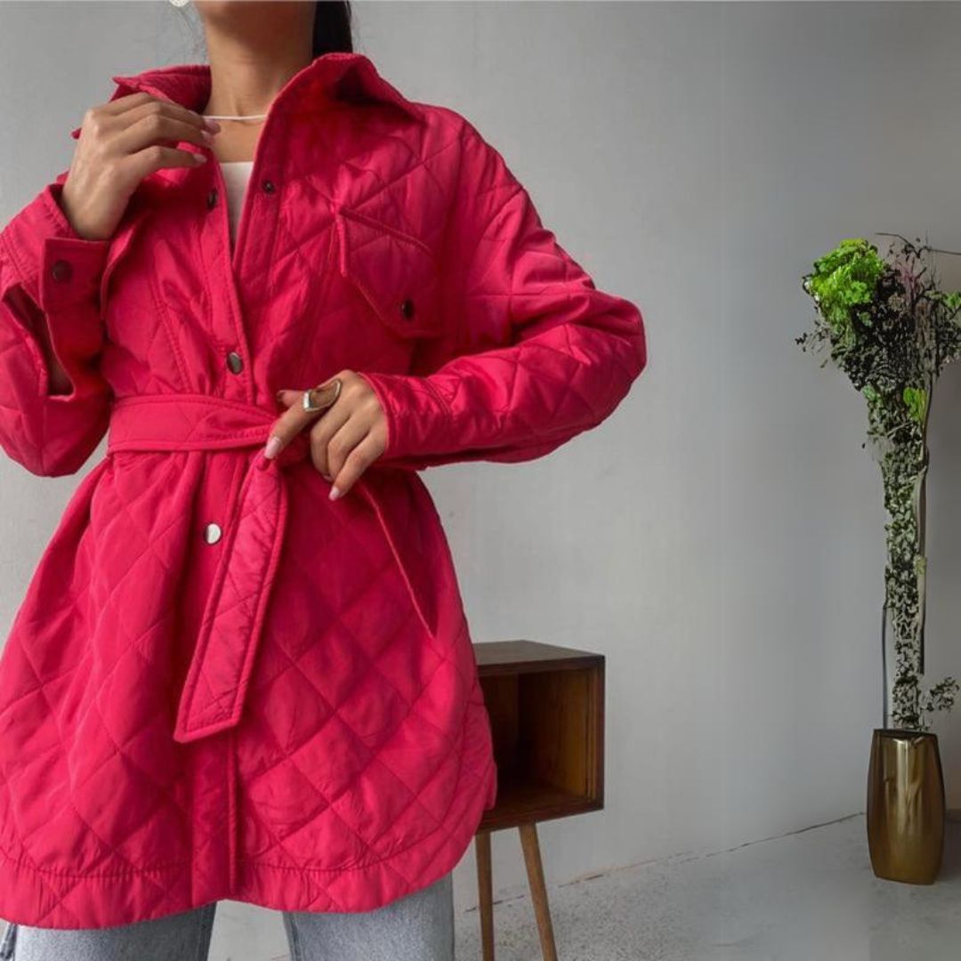 Damenjacke Gesteppt mit Taillengürtel in Polyester-2
