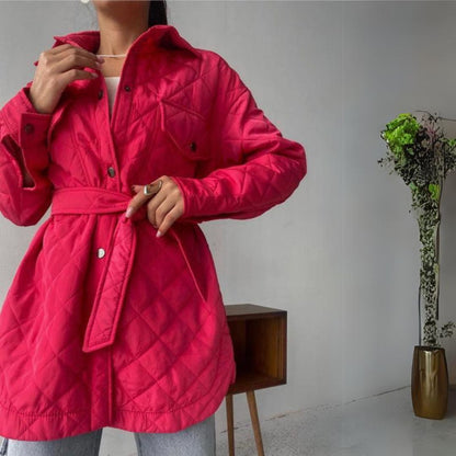 Damenjacke Gesteppt mit Taillengürtel in Polyester-2