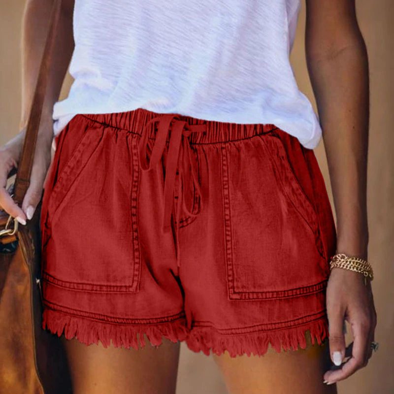 Damen-Shorts, hohe Taille, dehnbarer Denim 13