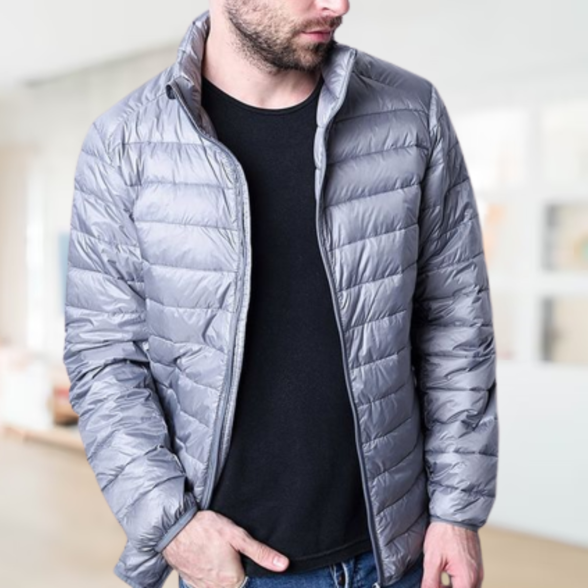 Superleichte Damenjacke mit klassischem Kragen aus Polyester für Herbst und Winter – leichte und bequeme Jacke für Damen 3