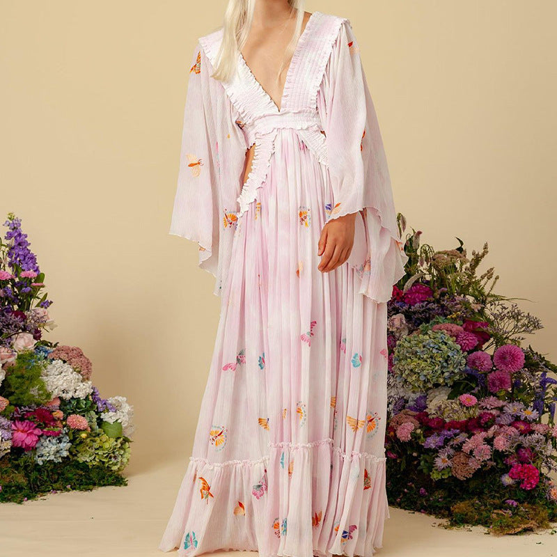 Variant image for Damen-Kleid, Blumenmuster, leichtes Material-5