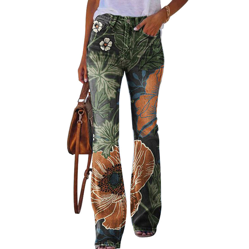 Variant image for Damen-geblümte Hose, klassische Silhouette, hochwertiger Stoff-33