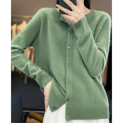 Variant image for Lange Strickjacke Damen Weiche Acrylmischung Rundhals-61