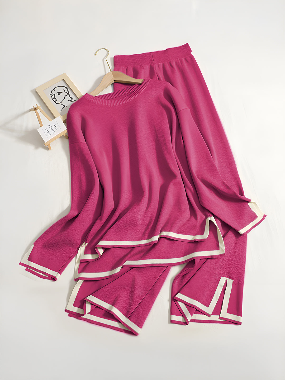 Damen-Lounge-Set, geschlitzte elastische Mischung 10