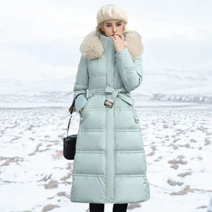 Lange Damen-Winterjacke mit Kunstfellkragen – hochwertiger Stoff für kalte Tage 9