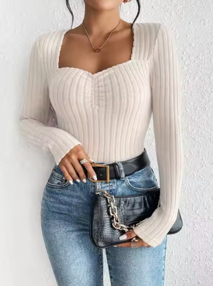 Damen-Strickpullover, mit herzförmigem Ausschnitt, weich, flexibles Material-6