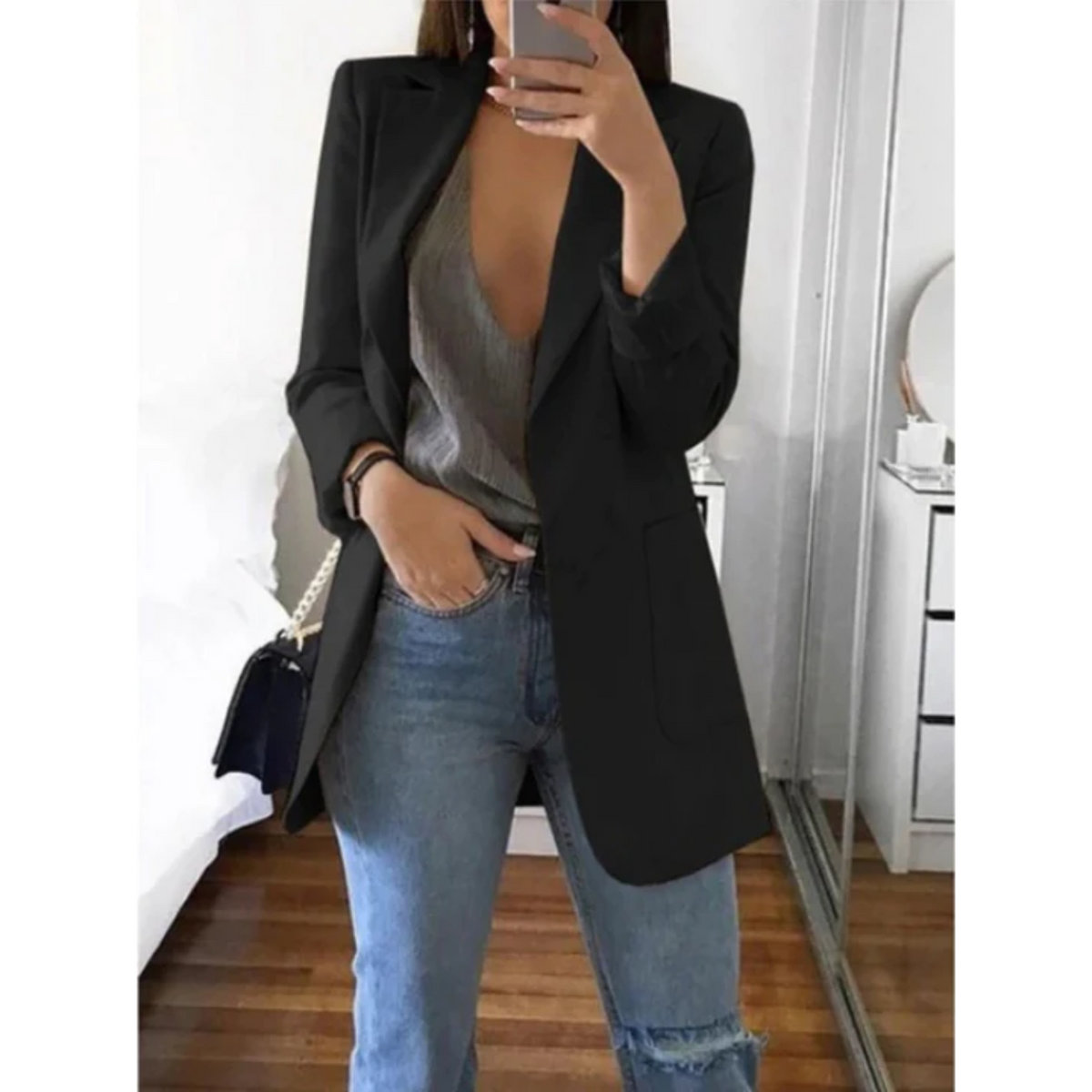 Variant image for Damen Blazer Enger Geschnitten Modernes Design Hochwertiger Stoff-79