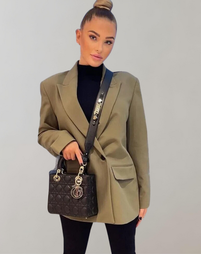 Damen-Blazer, zweireihige Stoffmischung-2