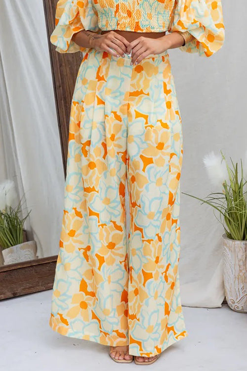 Damen-High-Waist-Palazzo-Hose Weites Bein Baumwolle Polyester 1