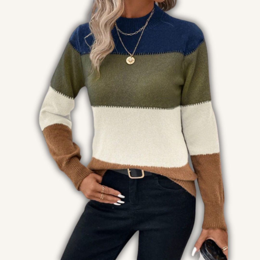 Damen-Strickpullover, Farbblock, moderner weicher Stoff 2