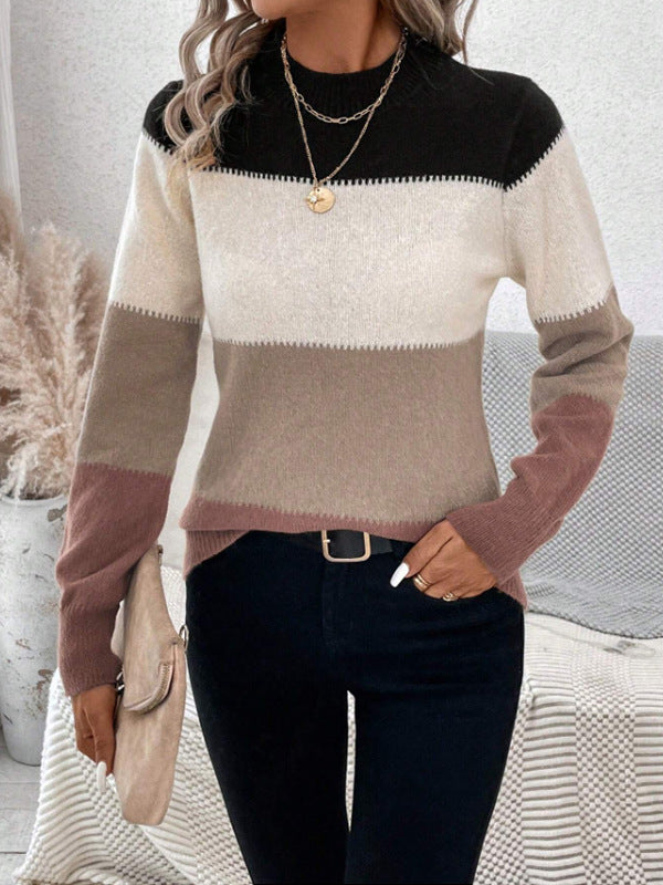 Damen-Strickpullover, Farbblock, moderner weicher Stoff 10