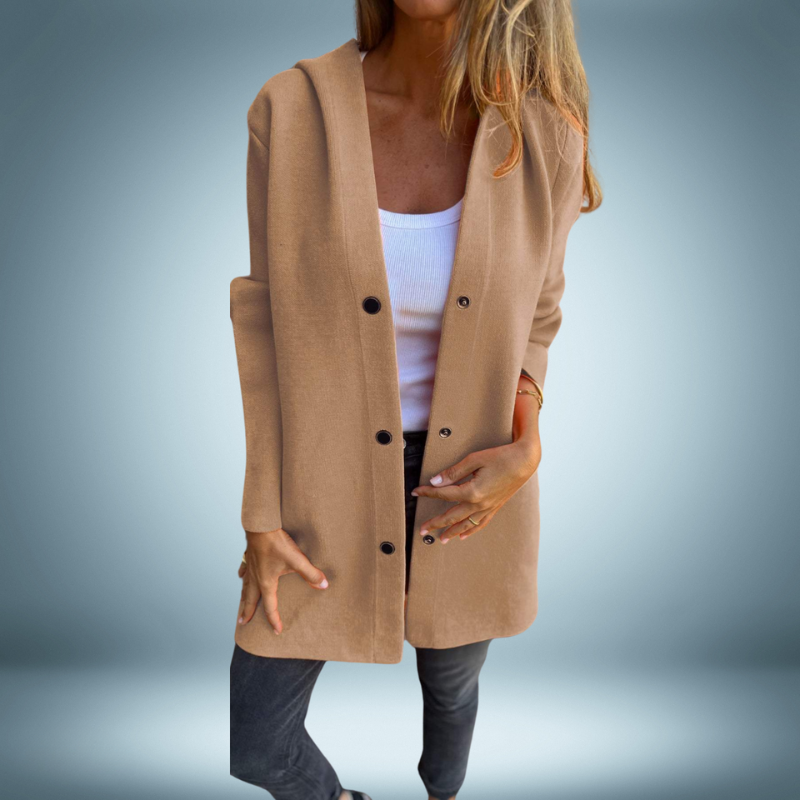 Damen-Mantel Lockerer Schnitt mit Kapuze Weiches Material-2
