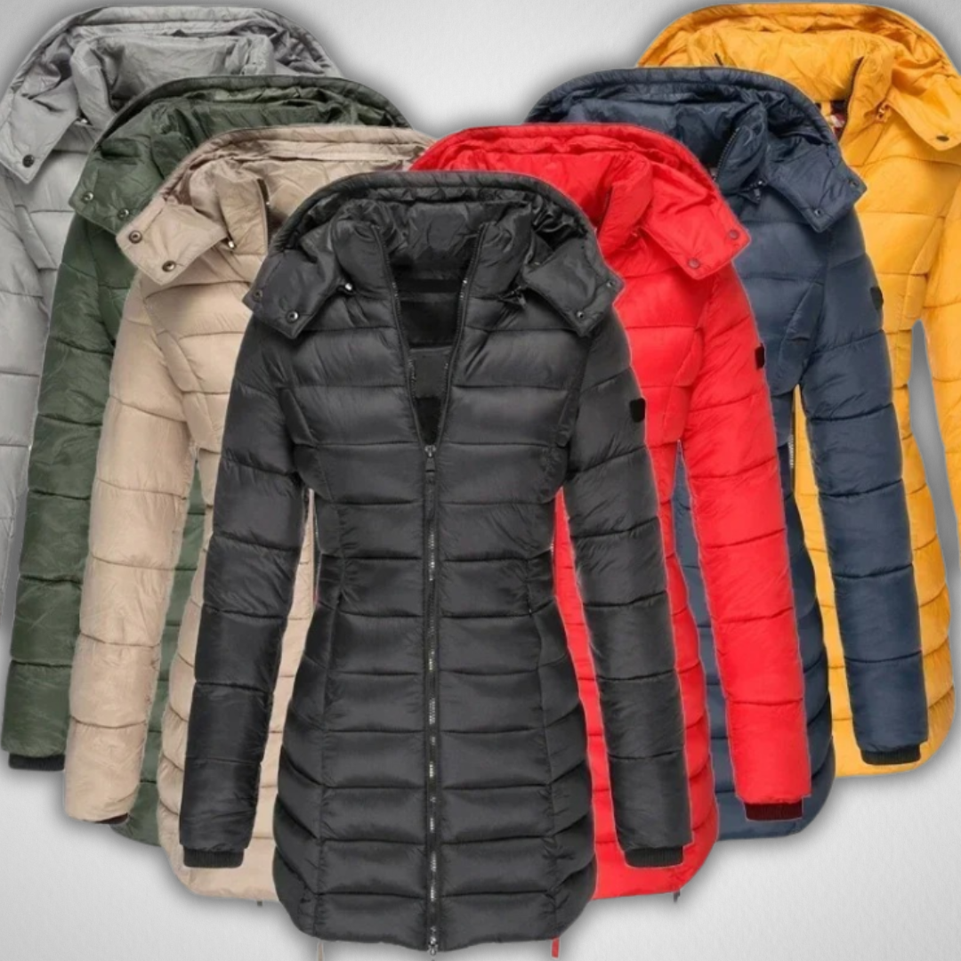 Langer Wintermantel Damen Wasser- und Windabweisend Klassisches Design-2