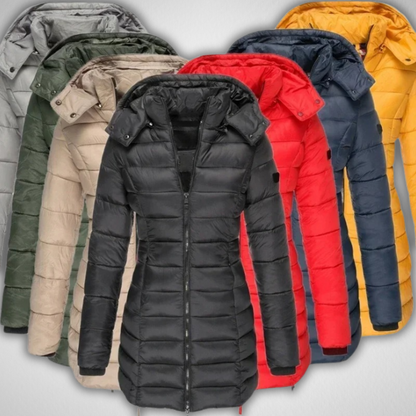 Langer Wintermantel Damen Wasser- und Windabweisend Klassisches Design-2