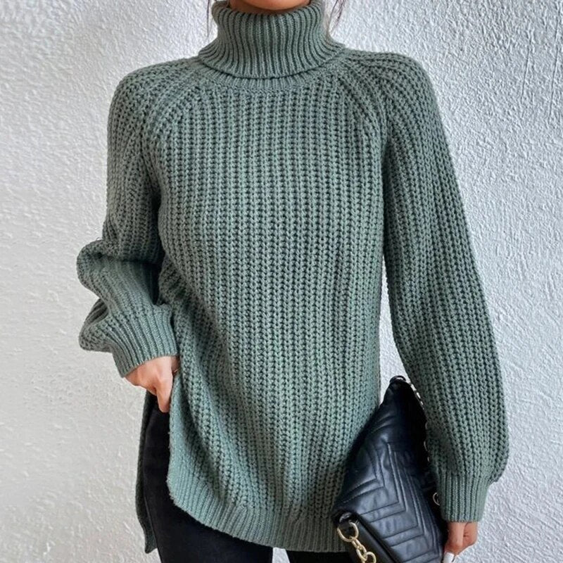 Damen-Rollkragen-Strickpullover, aus Wolle, für Komfort und eleganz-1