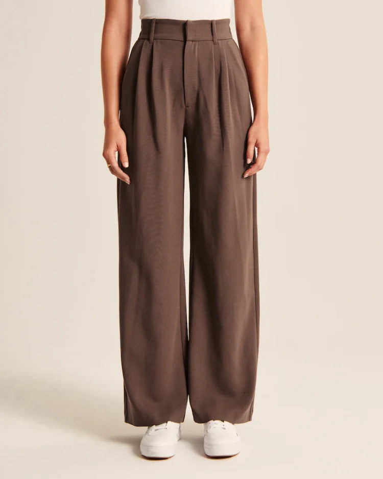 Damen-Hose, hohe Taille, weites Bein, Spandex-6