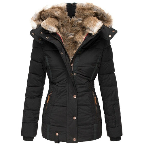 Damen-Winterjacke, lang, mit Pelzfutter, aus hochwertigem Polyester 1