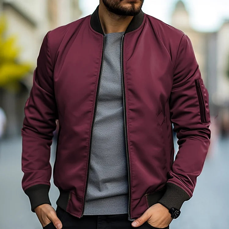 Herbstjacke für Herren – Bomberjacke aus glänzendem Polyester und Baumwolle – elegante und bequeme Passform 3