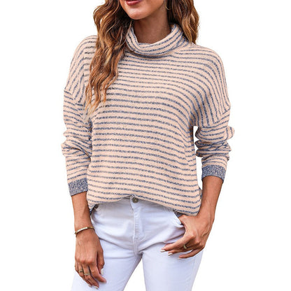 Variant image for Damen-Strickpullover, Rollkragen, gestreiftes weiches Material-31