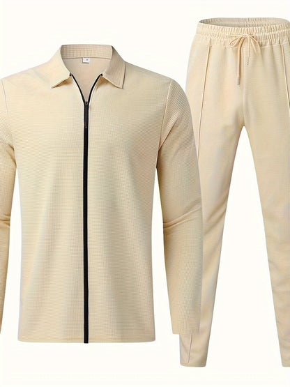 Herren Trainingsanzug Volle Zip Baumwolle Casual-5