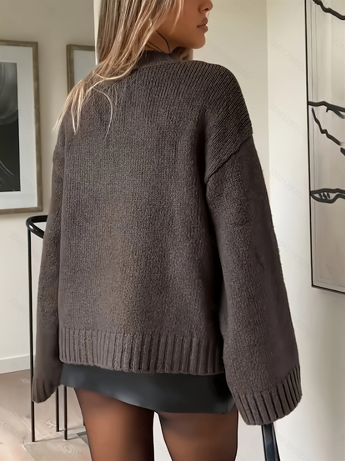 Damen-Strickpullover, langärmelig, weiche Baumwolle-5