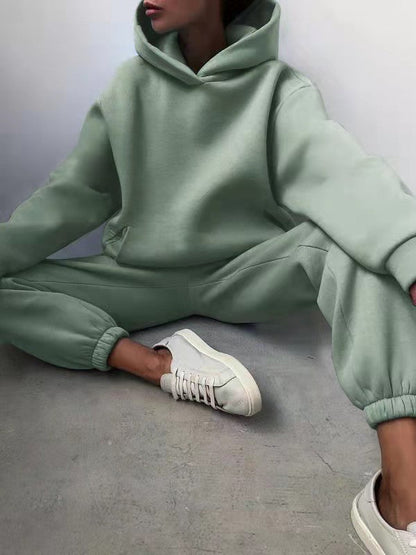 Damen-Jogging-Set Lässig Hoodie und Hose aus Baumwollmischung-3