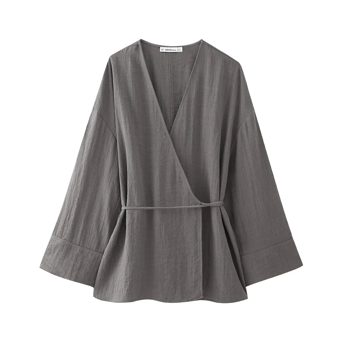 Damen-Set: V-förmiges Wickel-Top, weite Hose, atmungsaktiver Stoff-3