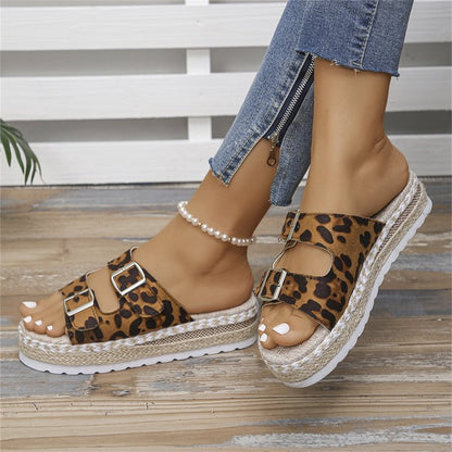 Damen-Sandalen, doppelte Schnallen, PU, Fischmaul-Design-2
