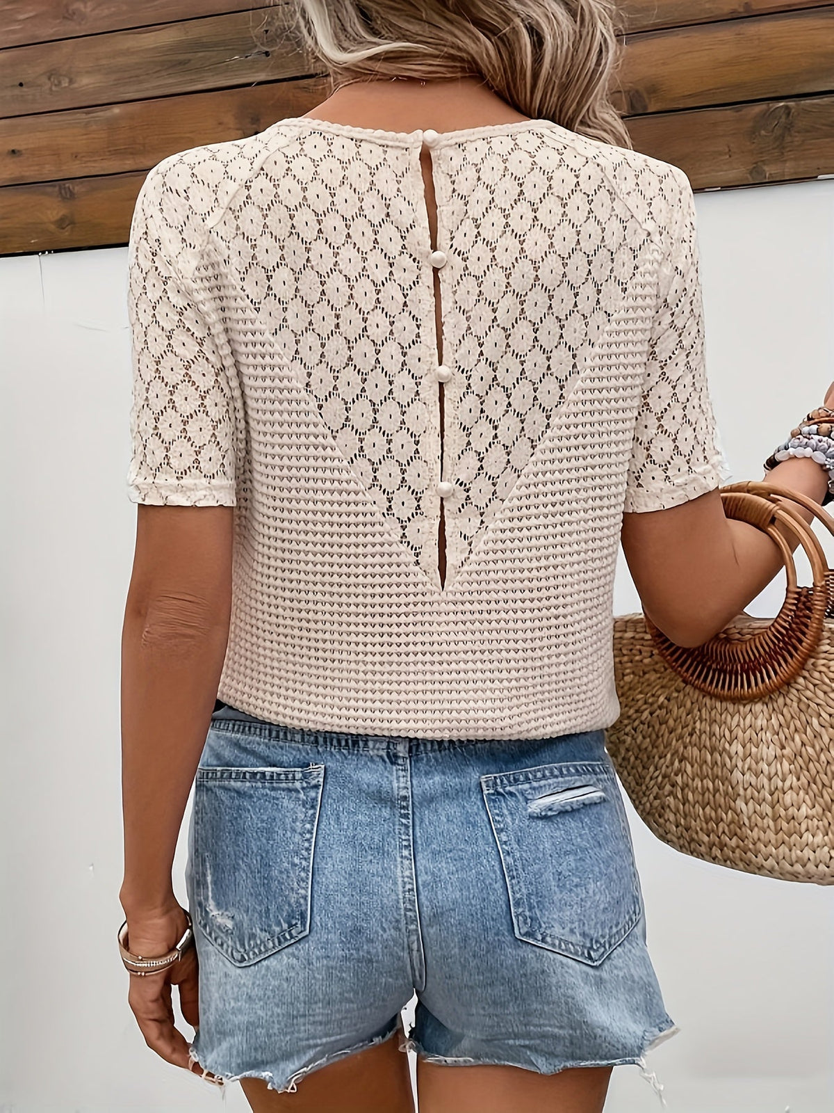 Damen-Top, elegante Spitzendetails, atmungsaktives Material-5
