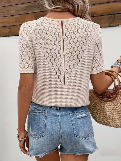 Damen-Top, elegante Spitzendetails, atmungsaktives Material-5